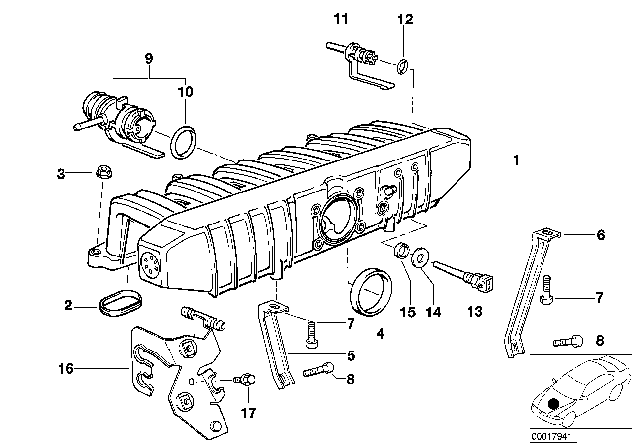 1992 BMW 325is Intake Manifold System Diagram