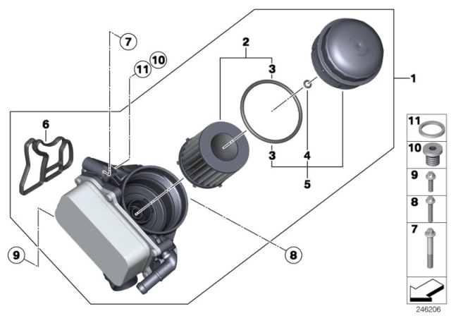 2012 BMW Z4 Lubrication System - Oil Filter, Heat Exchanger Diagram 1