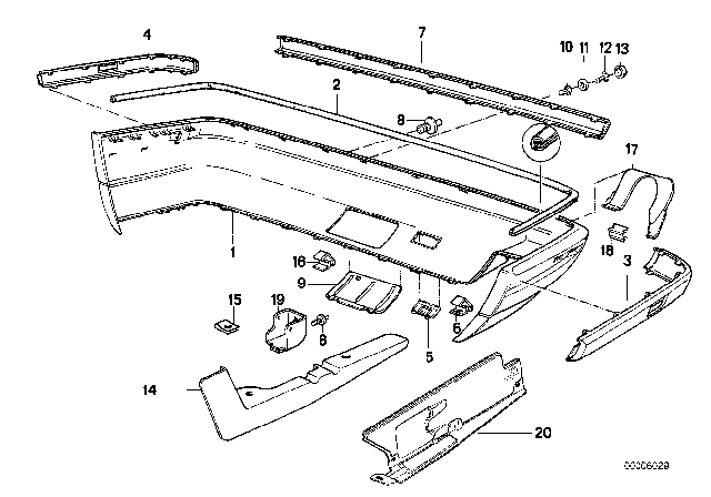 1991 BMW 535i Rubber Strip Right Diagram for 51121944434