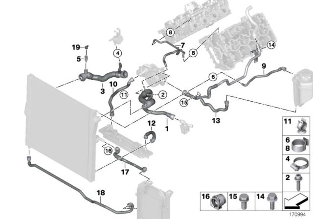 2013 BMW X6 Cooling System - Water Hoses Diagram 1