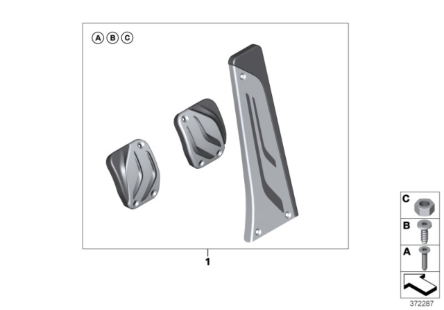 2020 BMW i3s High-Grade Steel Pedal Covers Diagram