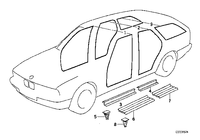 1994 BMW 530i Edge Protection Front Diagram for 51728137771