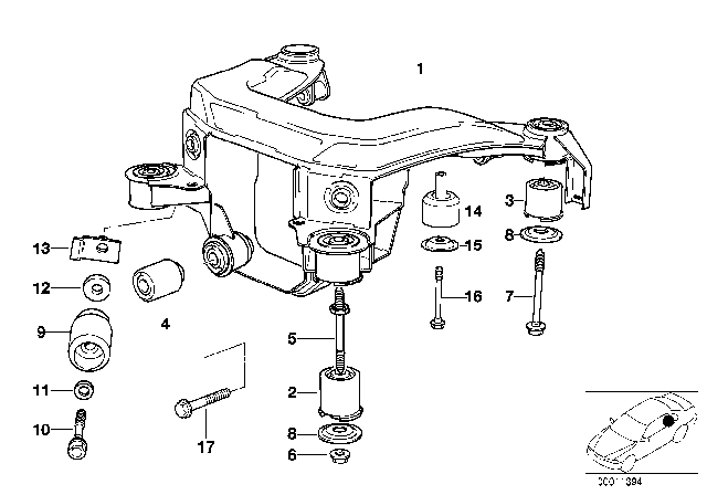 1995 BMW 318i Nut Holder Diagram for 33321140066