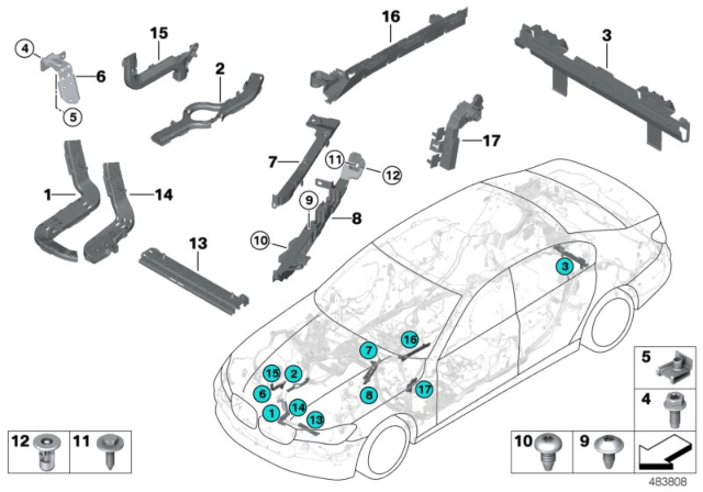 2017 BMW 540i Cable Guide Diagram