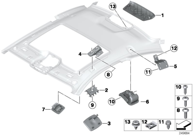 2015 BMW 650i Mounting Parts, Roofliner Diagram