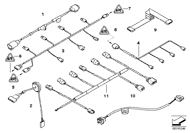 2003 BMW 745i Set Of Cables, Front Bumper Diagram for 61126936253