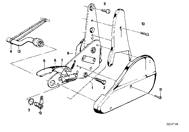 1986 BMW 524td Fitting For Reclining Front Seat Diagram