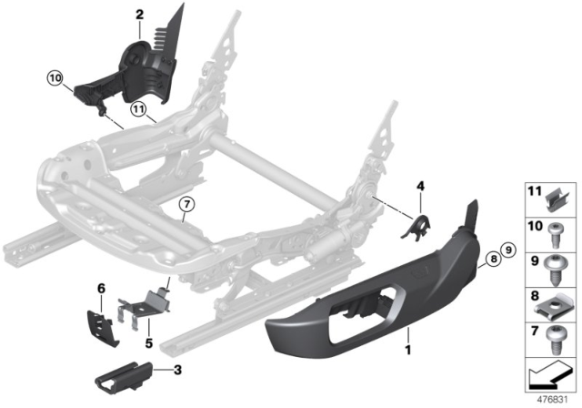 2016 BMW i8 Trim, Seat Inner Right Diagram for 52107409256