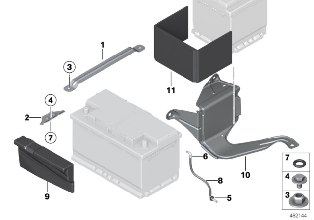 2019 BMW M240i Battery Mounting Parts Diagram