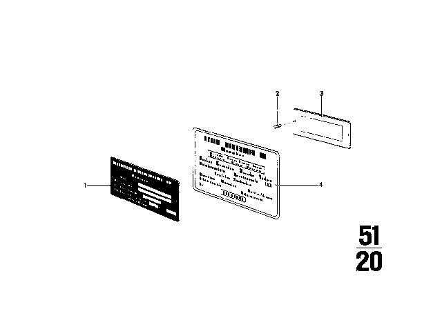 1969 BMW 2002 Type Plate / Information Plate Diagram