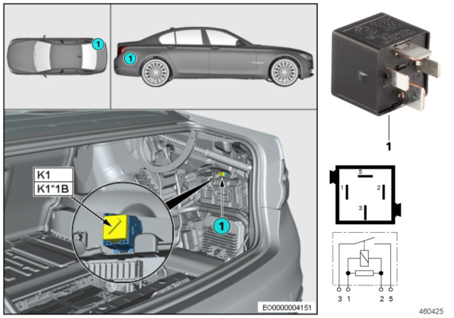 2020 BMW 740i xDrive Relay Axle Air Suspension K1 Diagram