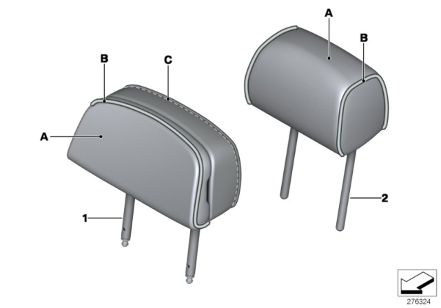 2016 BMW 535i GT F07 Individual Head Restraint Diagram