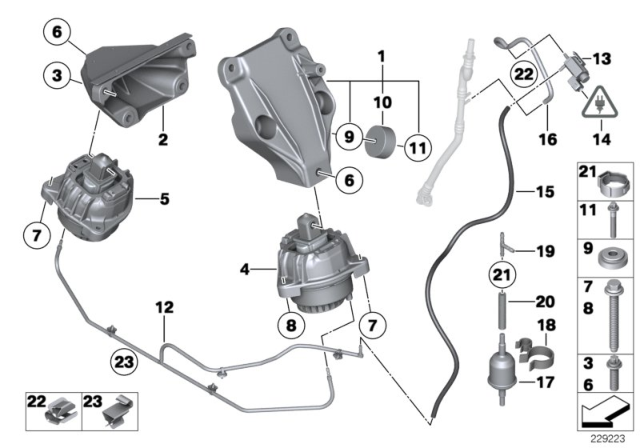 2015 BMW 535d Engine Mount Bracket Left Diagram for 22116788557