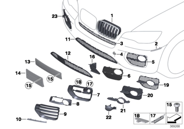 2011 BMW X6 Front Bumper Mounting Parts Diagram