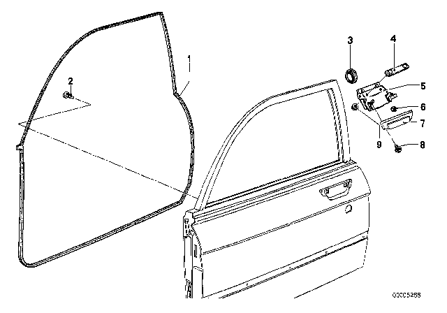 1981 BMW 528i Locking System, Door Diagram 1
