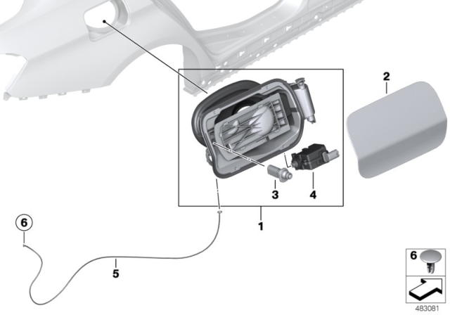 2015 BMW 335i Fill-In Flap Diagram
