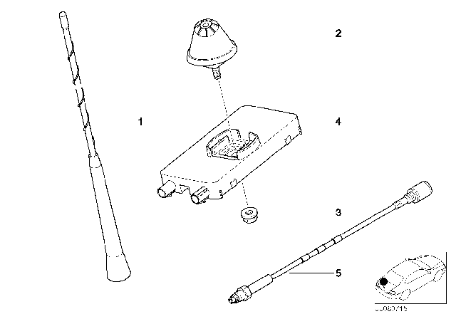 2001 BMW M3 Single Parts For Side Panel Telephone Antenna Diagram