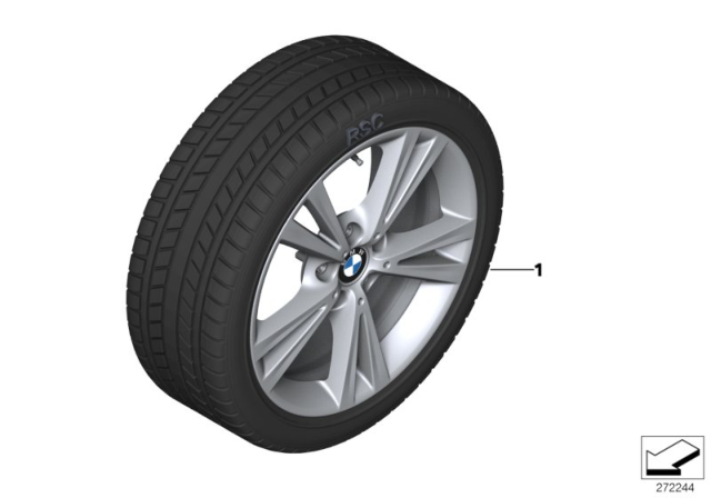 2019 BMW M240i xDrive Winter Wheel With Tire Double Spoke Diagram