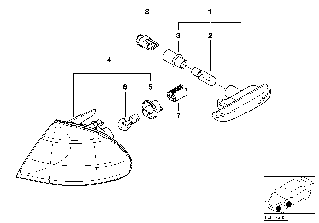 2000 BMW 323i Bulb Socket Diagram for 63138380211