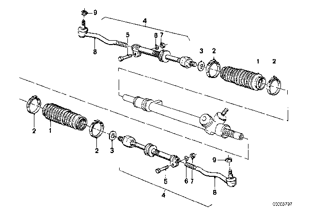 1989 BMW M3 Steering Linkage / Tie Rods Diagram
