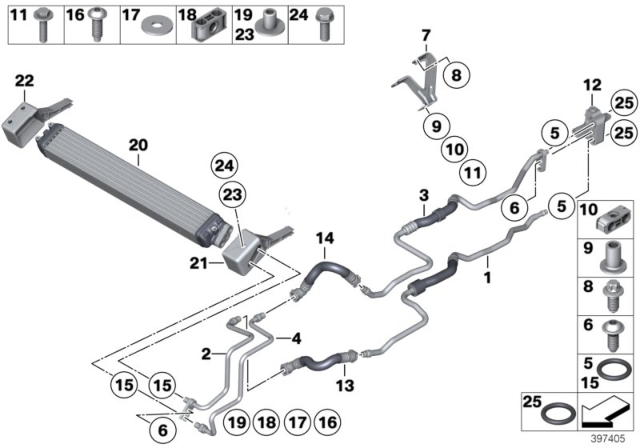 2011 BMW Alpina B7L Oil Cooling Pipe Inlet Diagram for 17227583163