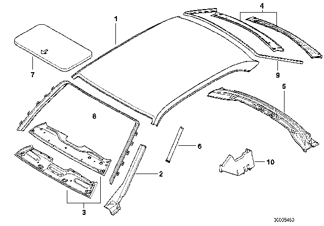 1998 BMW 750iL Roof Diagram