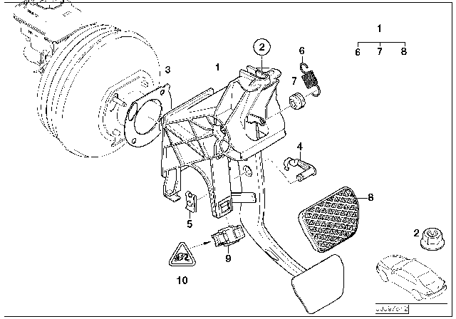 2005 BMW 745Li Complete Pedal Assembly Diagram for 35006753824