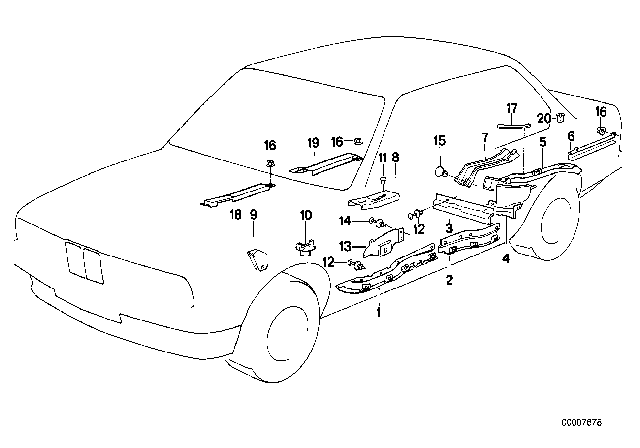 1992 BMW 535i Cable Covering Diagram