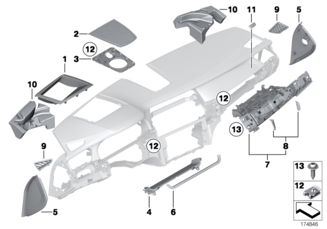 2011 BMW 750i xDrive Covering Defroster Nozzle Left Diagram for 51459172961