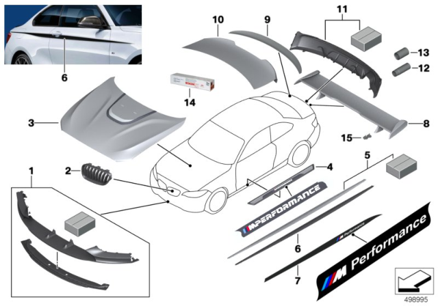 2020 BMW M240i xDrive M Performance Aerodynamics Accessories Diagram