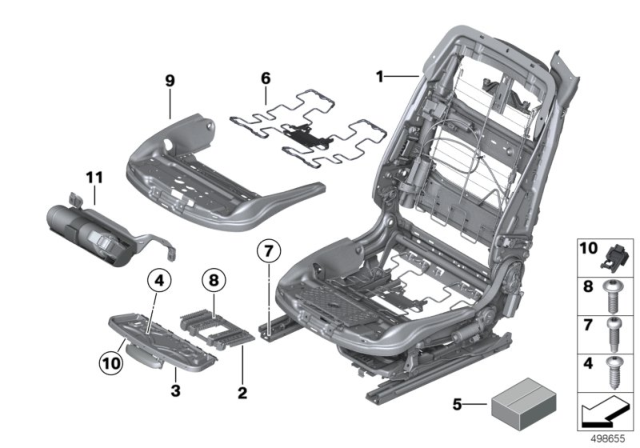 2014 BMW 640i xDrive Seat Mechanism, Sports Seat, Left Diagram for 52107351865