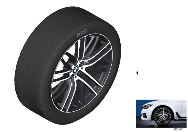 2020 BMW 740i xDrive BMW LA Wheel M Performance Double Spoke Diagram