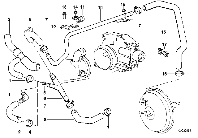 1997 BMW 740i Vacuum Control - Engine Diagram 1
