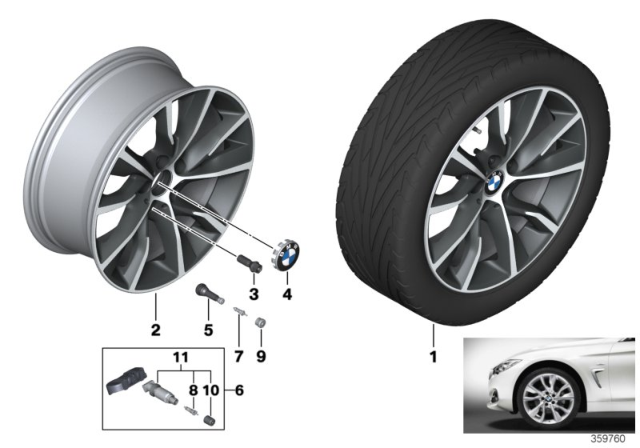 2014 BMW 435i Disc Wheel, Light Alloy, Bright-Turned Diagram for 36116796258