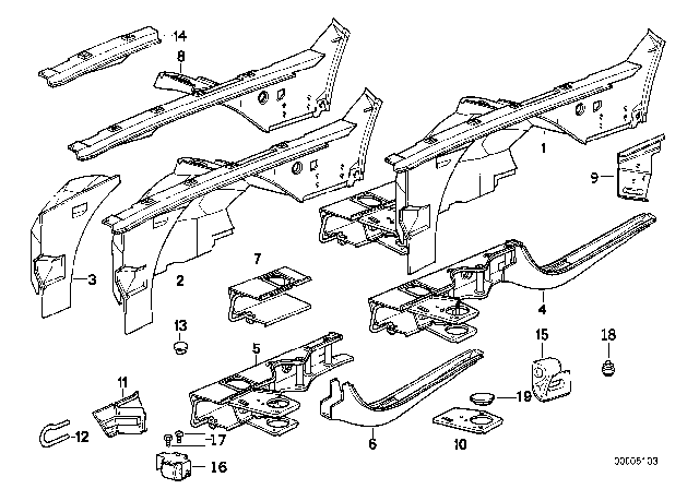 1992 BMW 535i Wheelhouse / Engine Support Diagram