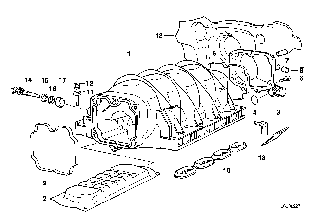 1995 BMW 540i Intake Manifold System Diagram