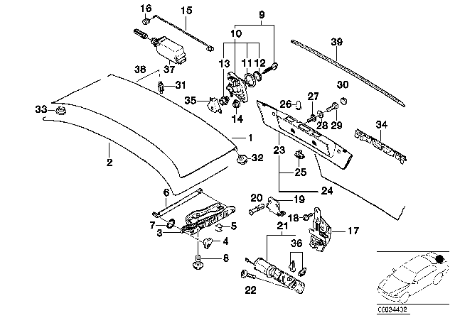 1997 BMW 740i Single Components For Trunk Lid Diagram 1