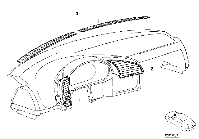 1996 BMW 328i Fresh Air Grille Center Diagram for 64228363533
