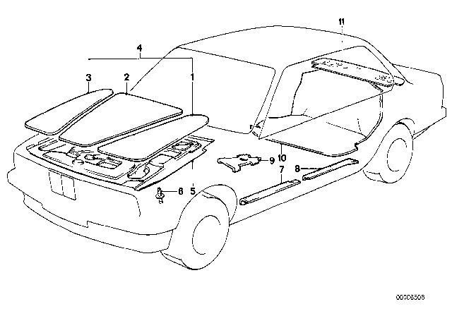 1991 BMW M3 Sound Insulation Diagram 1
