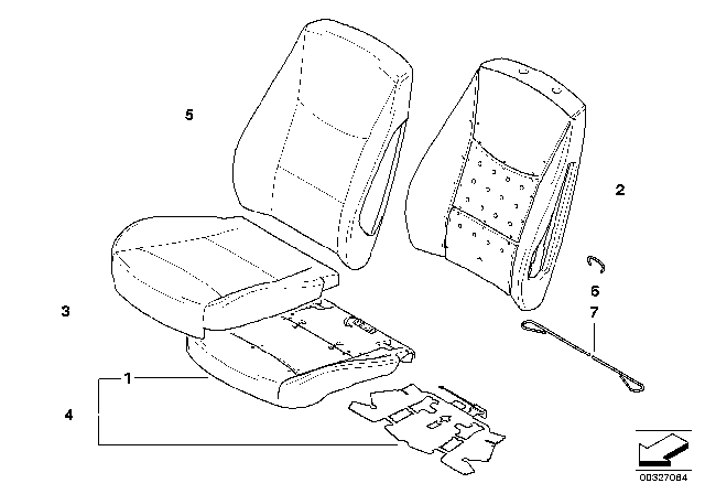 2007 BMW 328i Basic Seat Upholstery, Right Diagram for 52107244127
