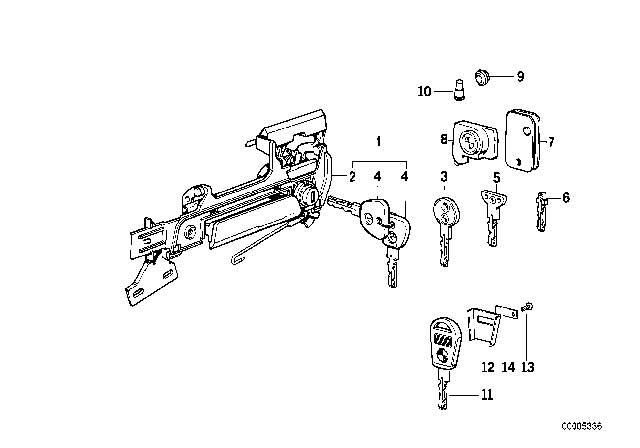 1994 BMW 740iL Catch With Key Code Right Diagram for 51211928768