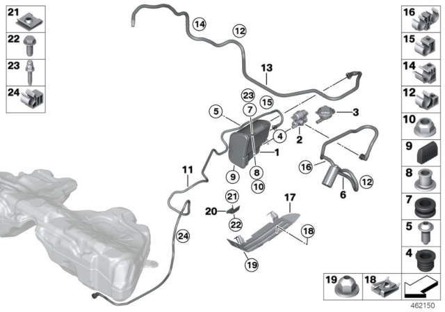2014 BMW 640i Pressure Switch, Leak Diagnosis Module Diagram for 16137448091