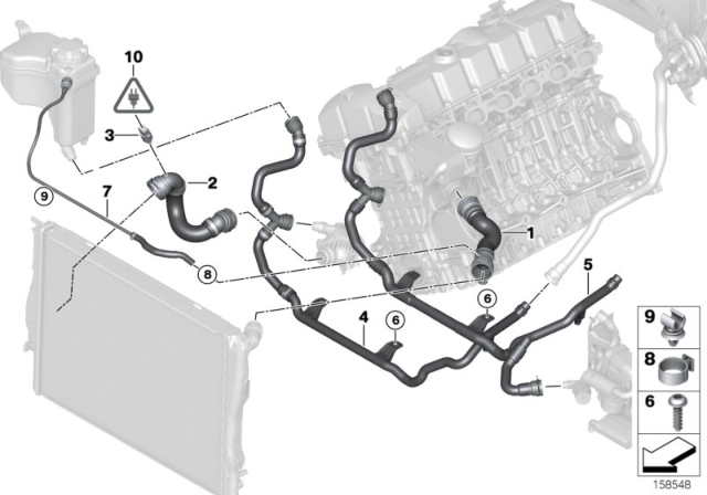 2013 BMW 328i xDrive Cooling System - Water Hoses Diagram 1