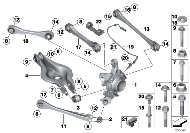 2015 BMW 335i Rear Axle Support / Wheel Suspension Diagram