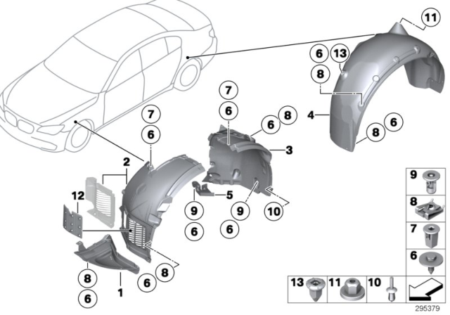 2015 BMW 750Li Wheel Arch Trim Diagram