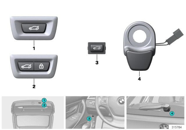 2015 BMW M3 Switch, Rear - Lid Center lock Diagram