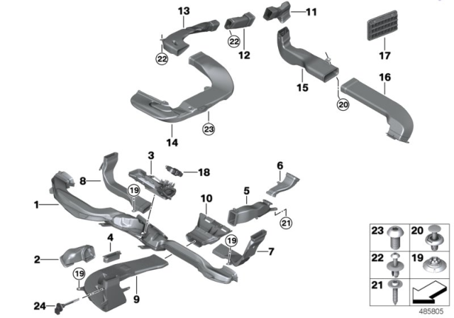 2019 BMW M760i xDrive AIR DUCT, LEFT FOOTWELL Diagram for 64229299475