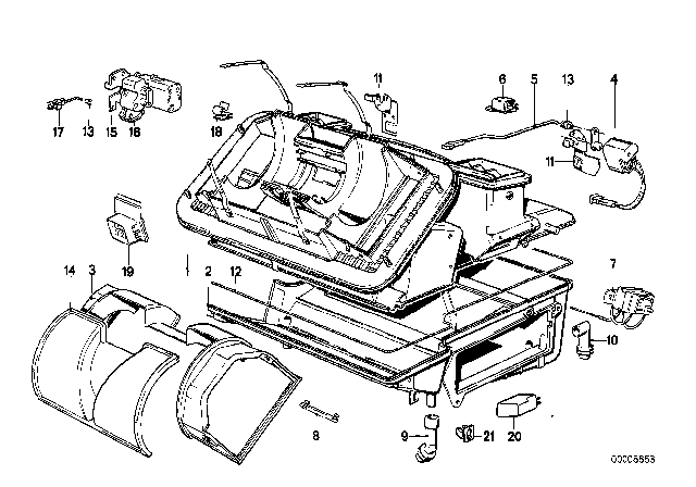 1987 BMW 325i Blower Housing Diagram for 64111370934