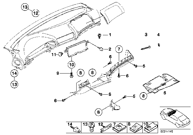 1998 BMW 540i Mounting Parts, Instrument Panel Diagram 3
