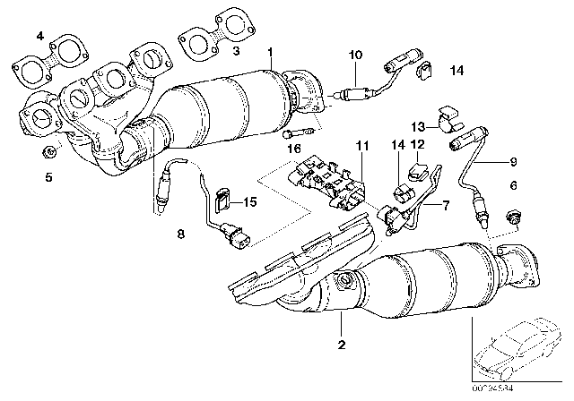 2006 BMW 750i Exhaust Manifold With Catalyst Diagram